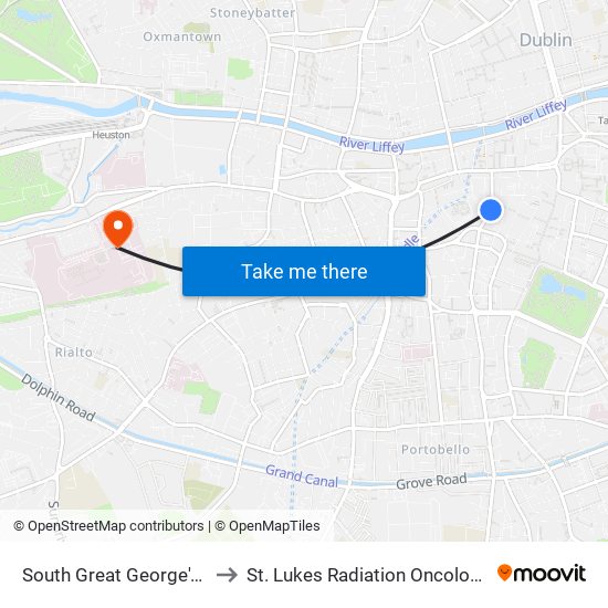 South Great George's Street to St. Lukes Radiation Oncology Centre map
