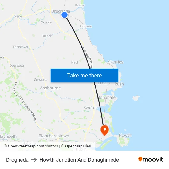 Drogheda to Howth Junction And Donaghmede map