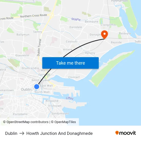 Dublin to Howth Junction And Donaghmede map