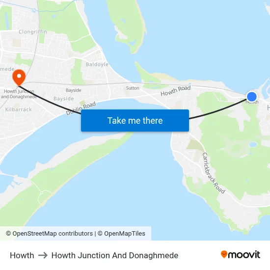 Howth to Howth Junction And Donaghmede map