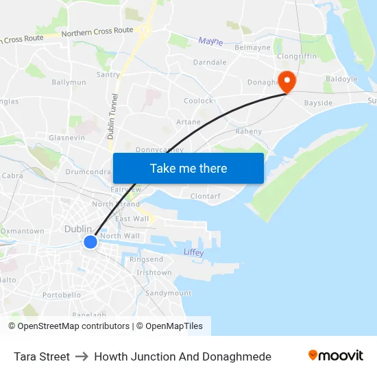 Tara Street to Howth Junction And Donaghmede map