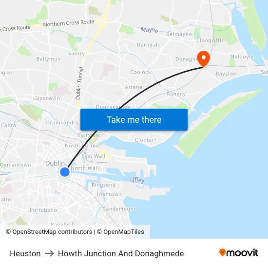 Heuston to Howth Junction And Donaghmede map