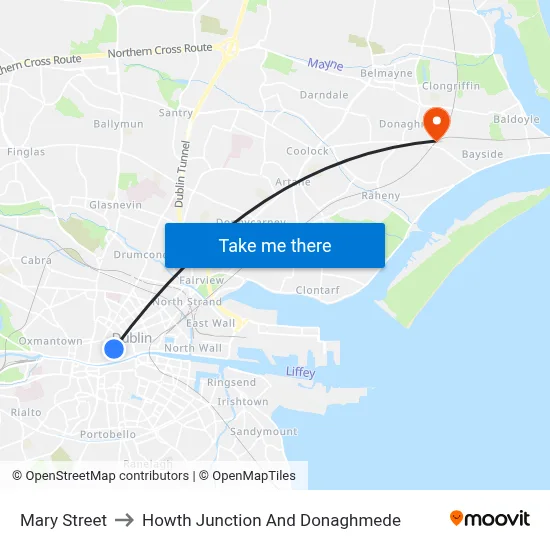 Mary Street to Howth Junction And Donaghmede map