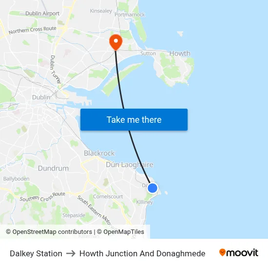 Dalkey Station to Howth Junction And Donaghmede map