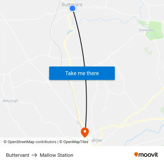 Buttervant to Mallow Station map