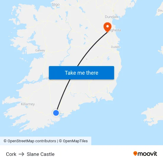 Cork to Slane Castle map