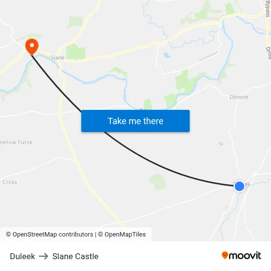 Duleek to Slane Castle map