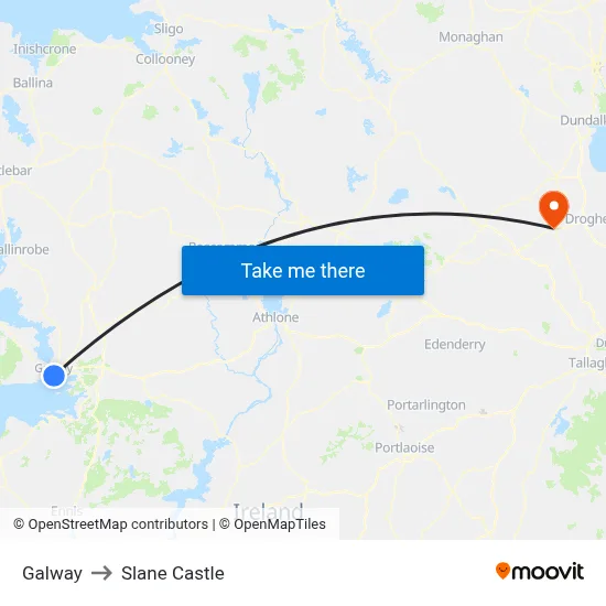 Galway to Slane Castle map