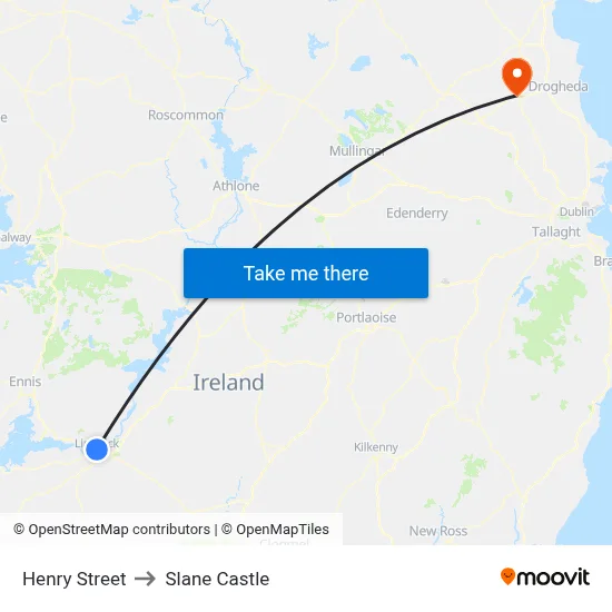 Henry Street to Slane Castle map