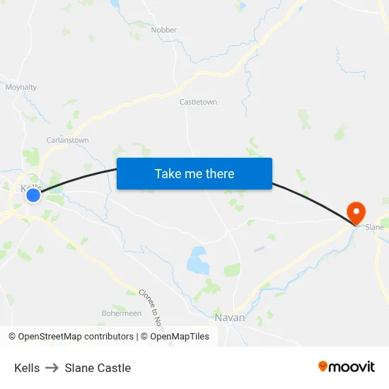 Kells to Slane Castle map
