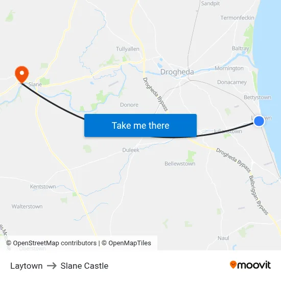 Laytown to Slane Castle map