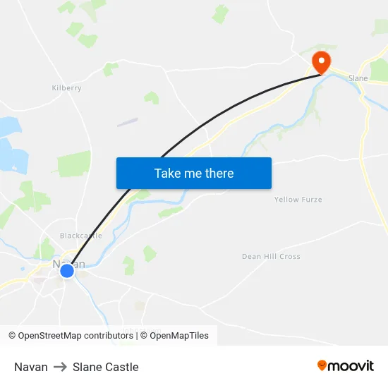 Navan to Slane Castle map
