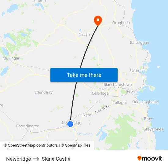 Newbridge to Slane Castle map