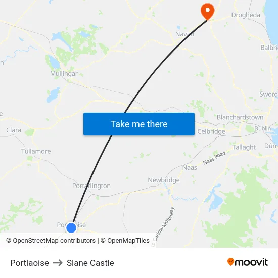 Portlaoise to Slane Castle map