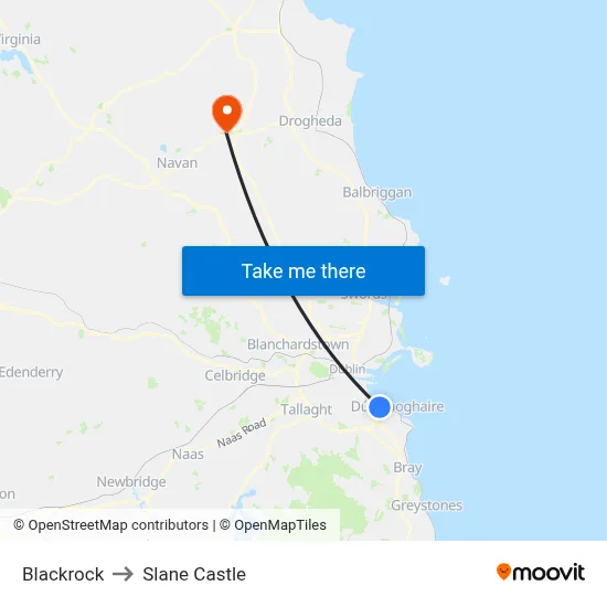 Blackrock to Slane Castle map