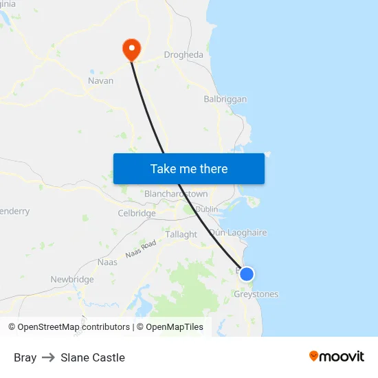 Bray to Slane Castle map