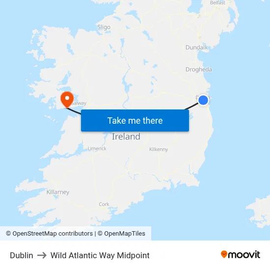 Dublin to Wild Atlantic Way Midpoint map