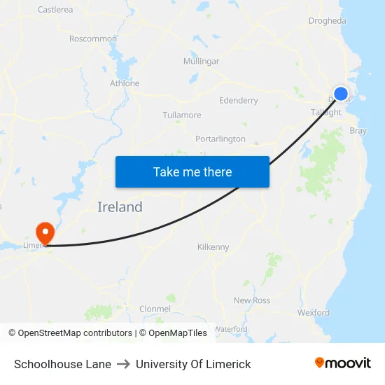 Schoolhouse Lane to University Of Limerick map