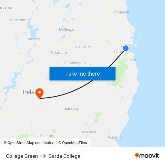 College Green to Garda College map