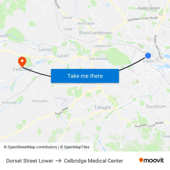 Dorset Street Lower to Celbridge Medical Center map