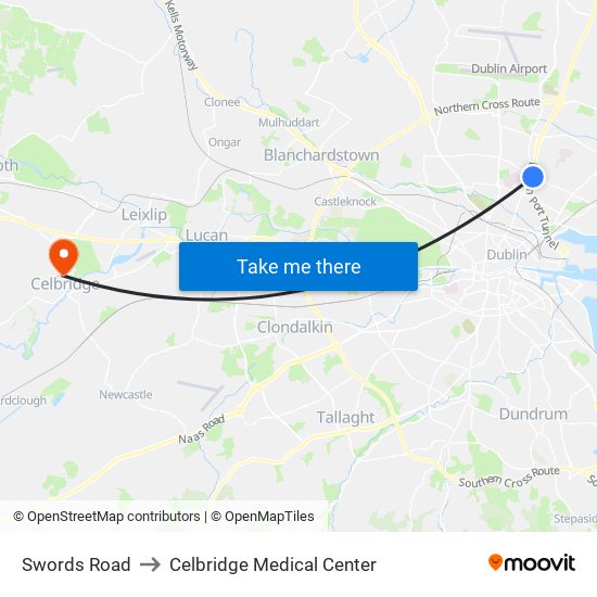 Swords Road to Celbridge Medical Center map