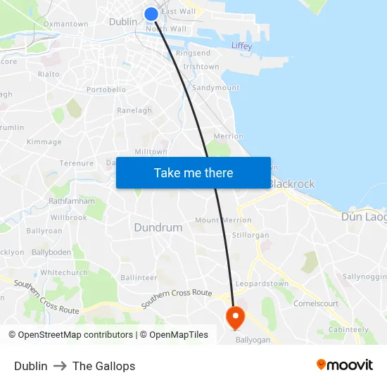 Dublin to The Gallops map