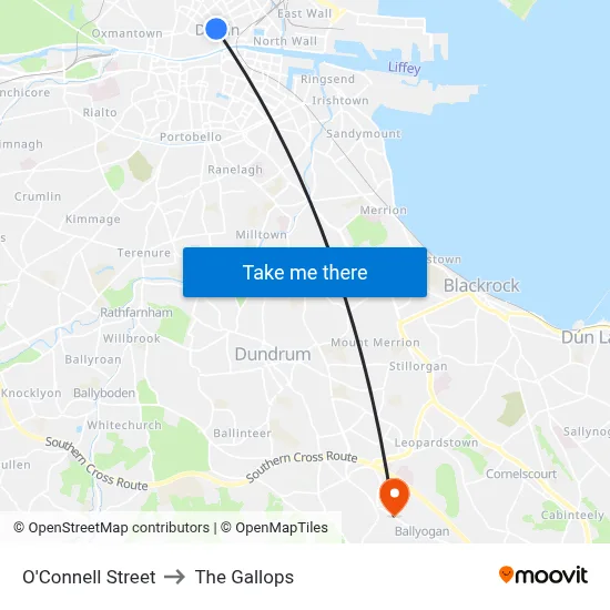 O'Connell Street to The Gallops map