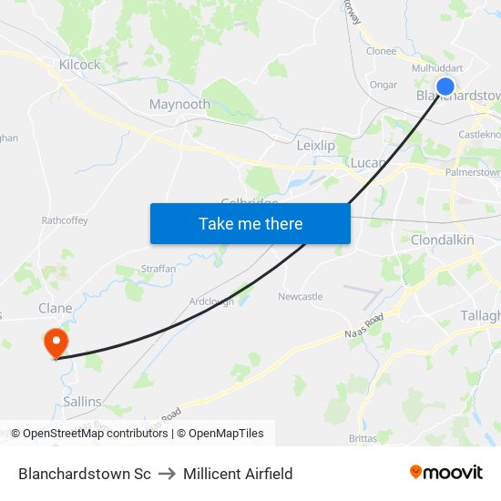 Blanchardstown Sc to Millicent Airfield map