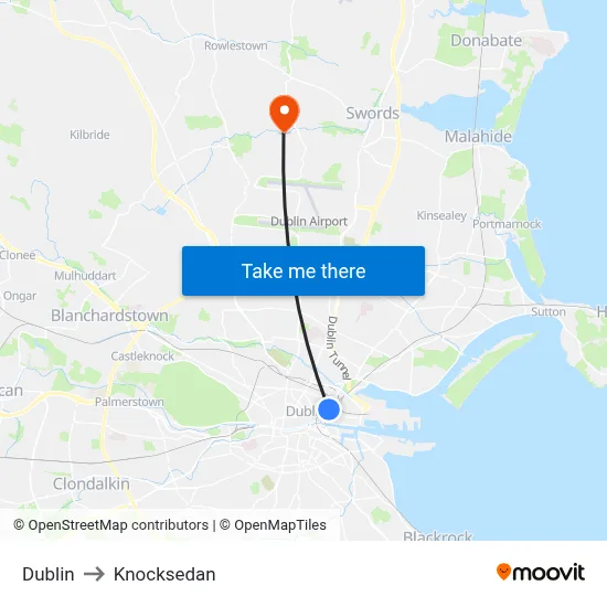 Dublin to Knocksedan map