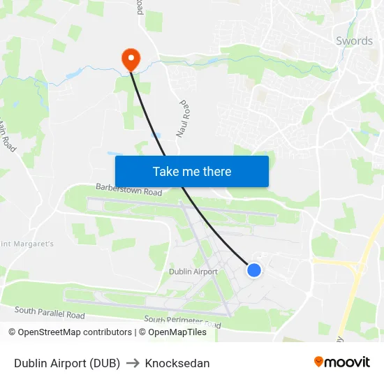 Dublin Airport (DUB) to Knocksedan map