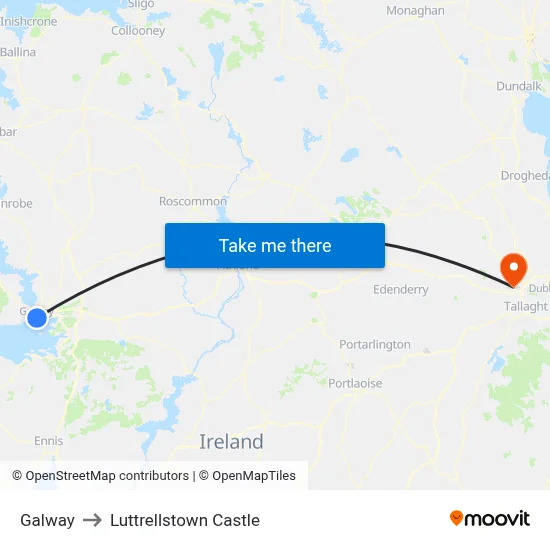 Galway to Luttrellstown Castle map