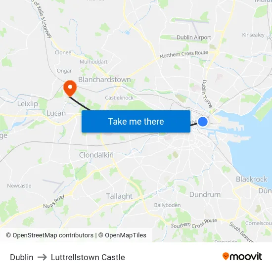 Dublin to Luttrellstown Castle map
