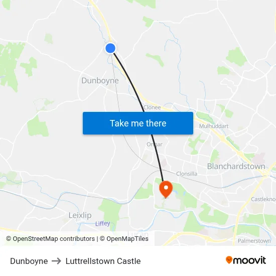 Dunboyne to Luttrellstown Castle map