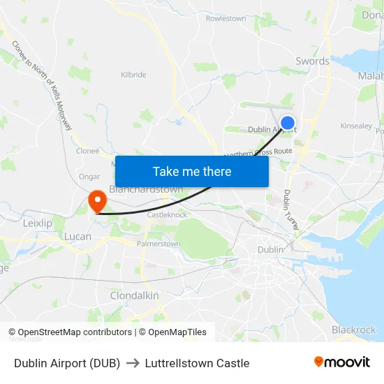 Dublin Airport (DUB) to Luttrellstown Castle map