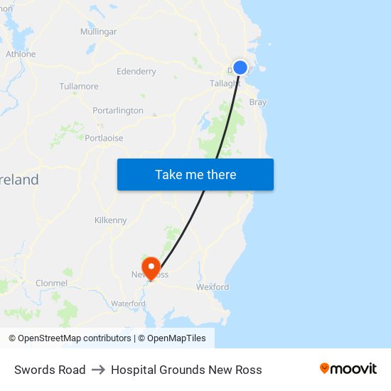 Swords Road to Hospital Grounds New Ross map