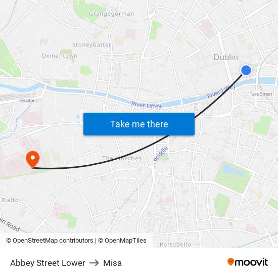 Abbey Street Lower to Misa map