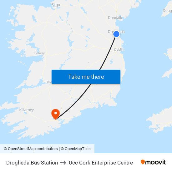 Drogheda Bus Station to Ucc Cork Enterprise Centre map