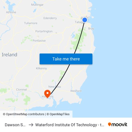 Dawson Street to Waterford Institute Of Technology - the Granary map