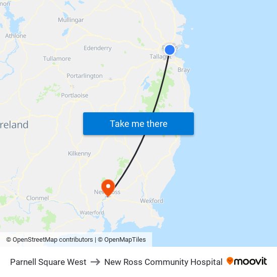 Parnell Square West to New Ross Community Hospital map
