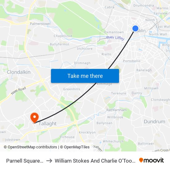 Parnell Square West to William Stokes And Charlie O'Toole Day Unit map