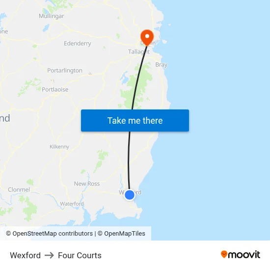 Wexford to Four Courts map