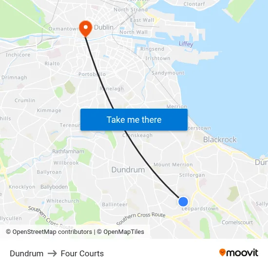 Dundrum to Four Courts map