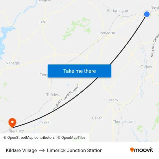 Kildare Village to Limerick Junction Station map