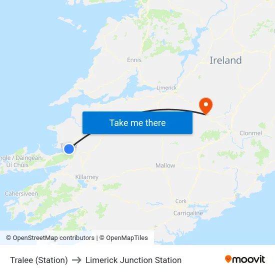 Tralee (Station) to Limerick Junction Station map