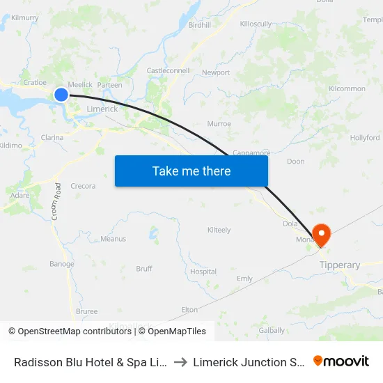 Radisson Blu Hotel & Spa  Limerick to Limerick Junction Station map