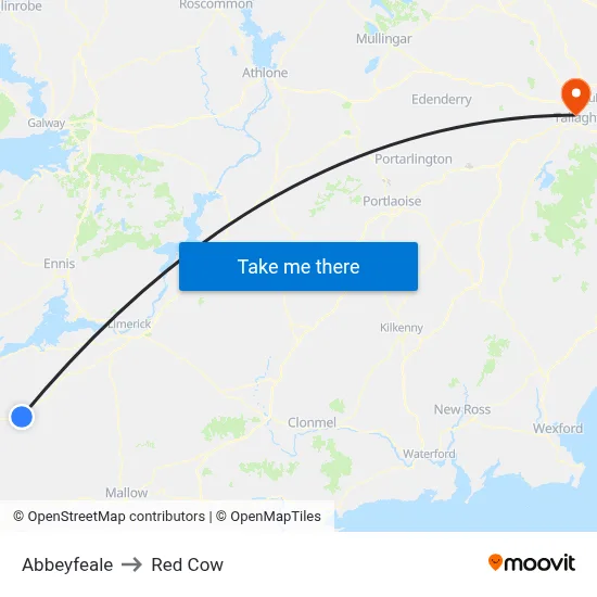 Abbeyfeale to Red Cow map