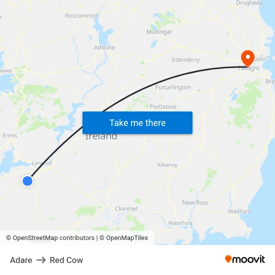 Adare to Red Cow map