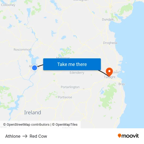 Athlone to Red Cow map