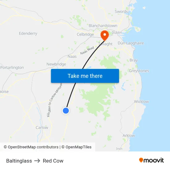 Baltinglass to Red Cow map