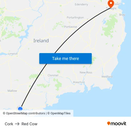 Cork to Red Cow map
